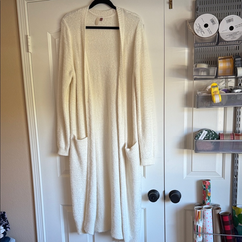Elegant Cream Open-Front Sweater